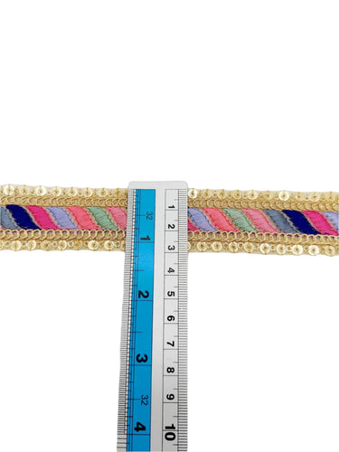 9 Yards Stripes Trim, Sheer Gold Tissue Embroidered Lace Trim Gold Sequins, Decorative Trim